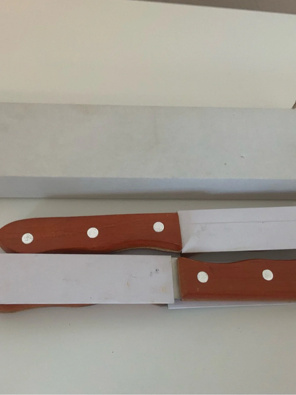 Wood-Handle Steak Knife Set of 4- Red-Brown